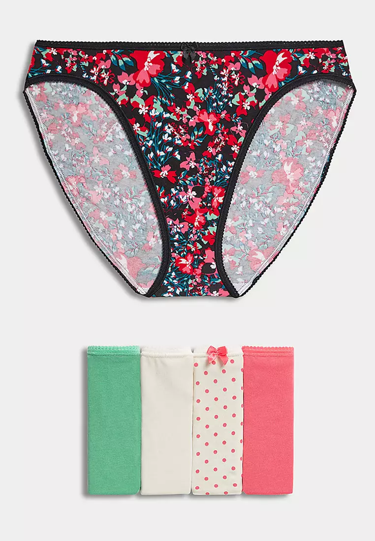 5pk Cotton Lycra™ High Leg Knickers