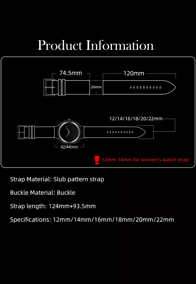 Tali Jam Watch Hitam Strap Tali Kulit Pria Buram Leather Strap 20mm Jam Tangan Kulit