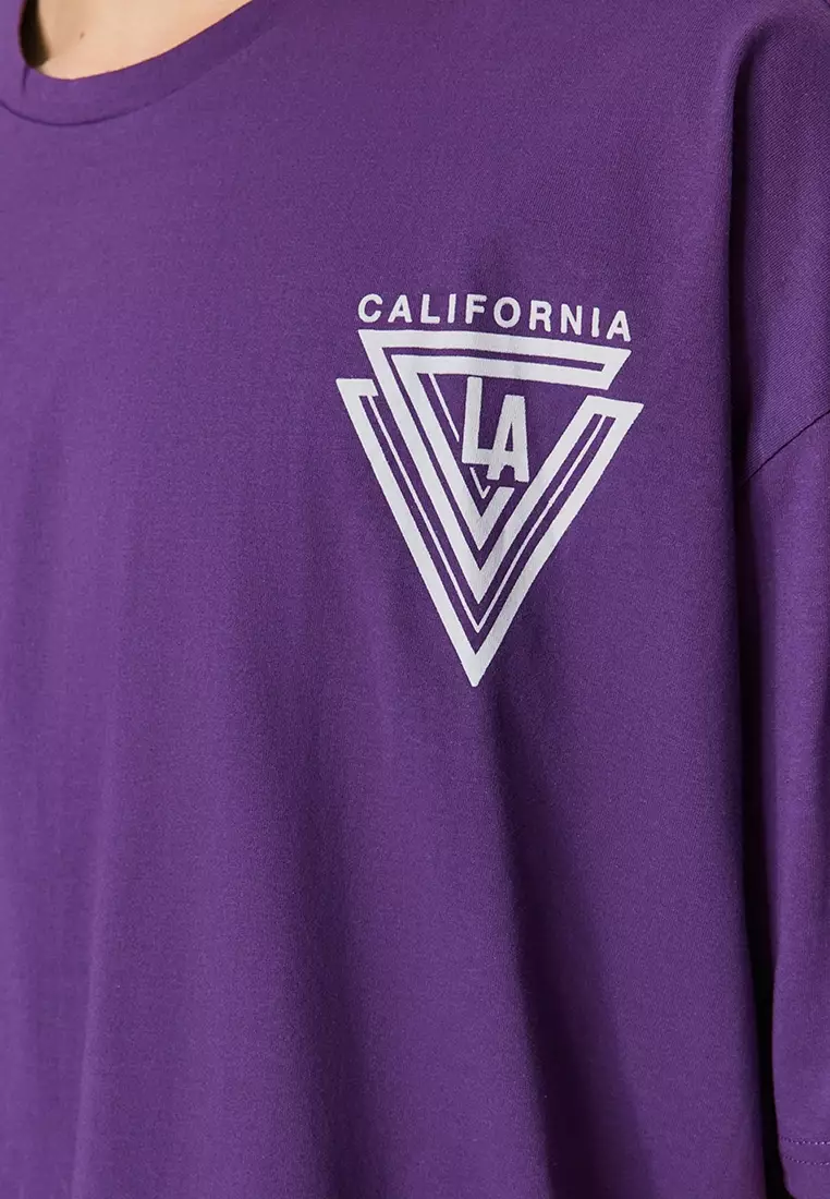 Wide Cut Crew Neck Short Sleeve Urban Print T-Shirt