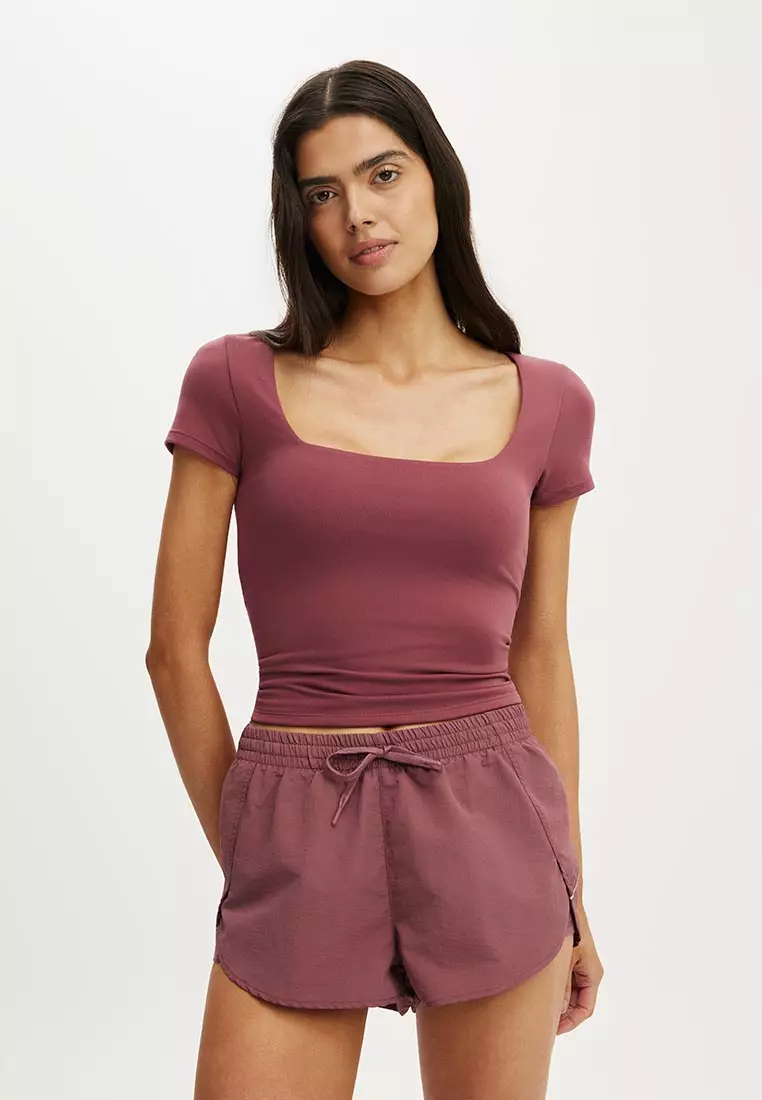 Woven Dolphin Hem Micro Shorts
