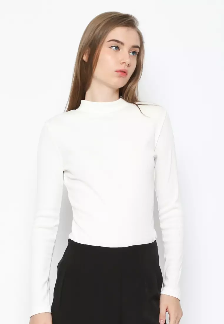 OFF WHITE RIB HIGH NECK T-SHIRT