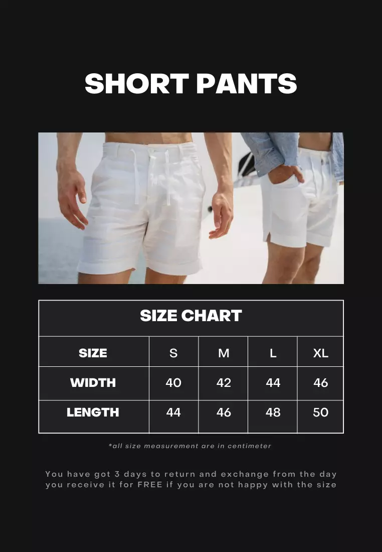Coconut Celana Pendek Linen Pria Cream | Linen Short Pants Men Cream