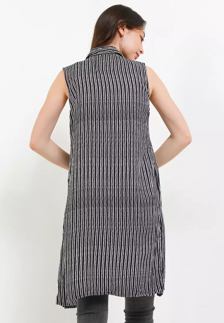 Cardigan Wooden Black Offwhite