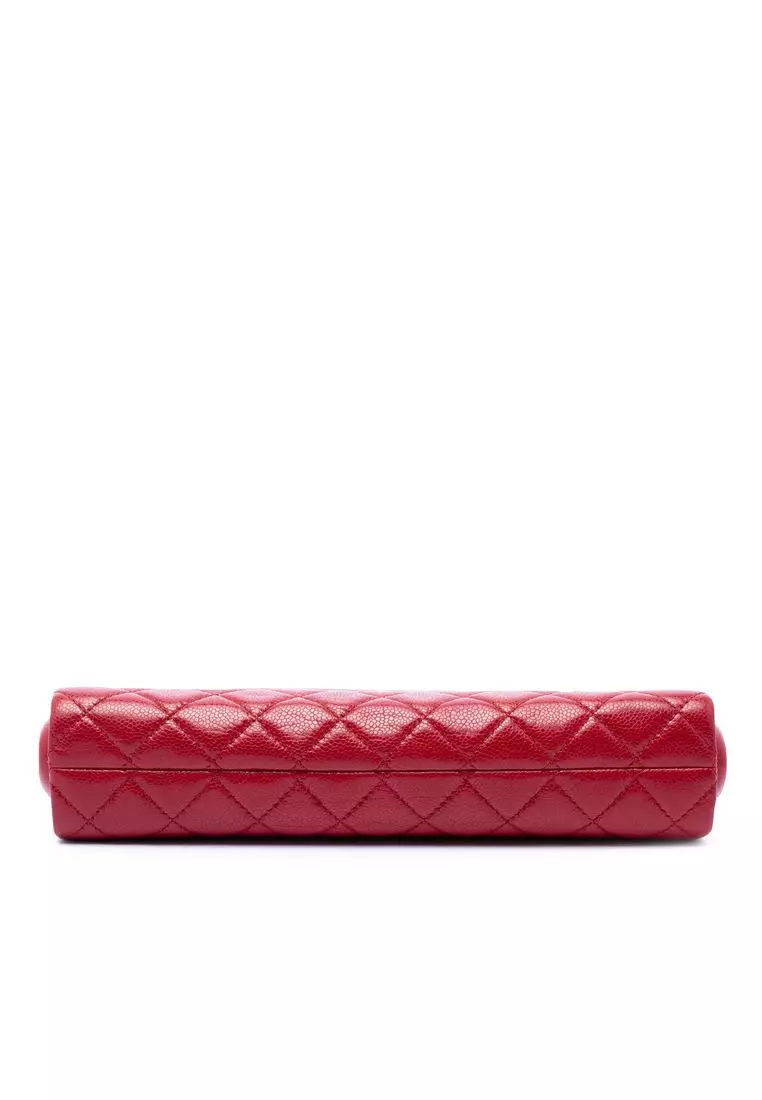 Pre-Loved Chanel Cc Quilted Caviar Frame Clutch