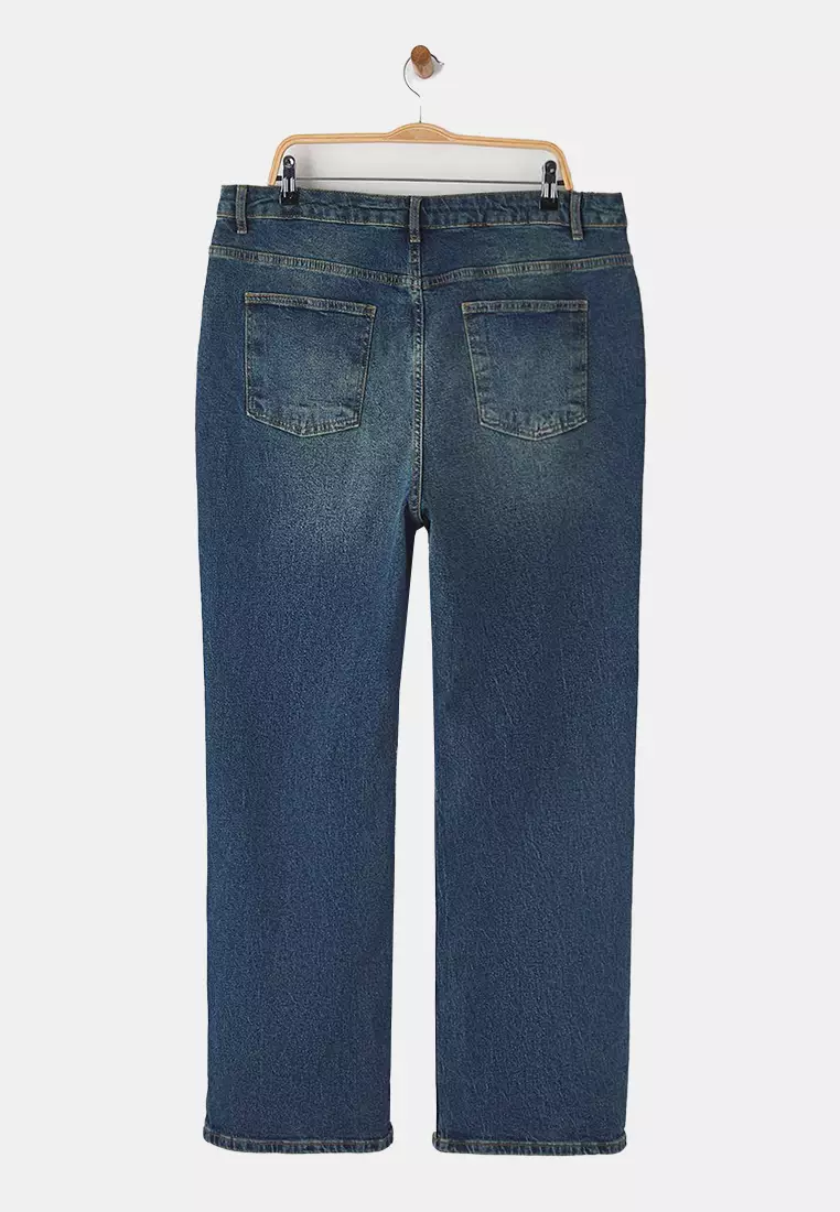 High Waist Straight Fit Denim Plus Size Jeans