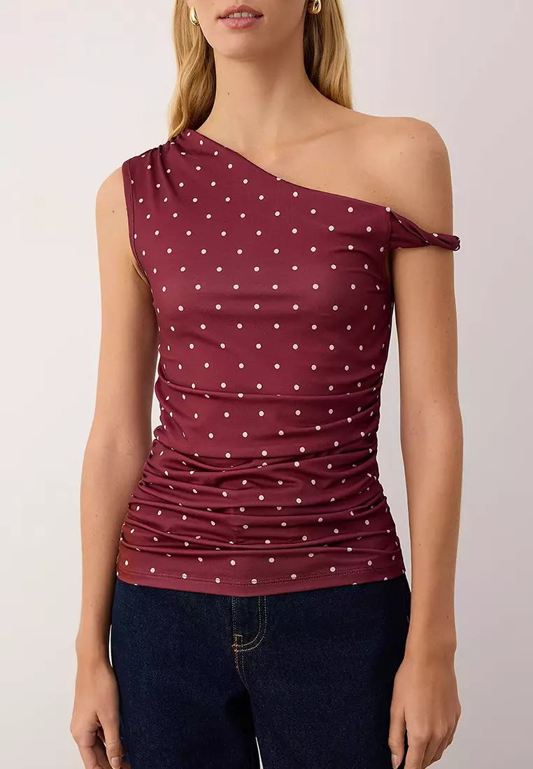Multicolored Punatiye Printed Fitted/Fits-Your-Body Flexible Knitted Blouse