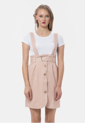 MKY Clothing pink MKY Highwaist Belt Button Skirt Overall 08AB5AA6A7455AGS_1