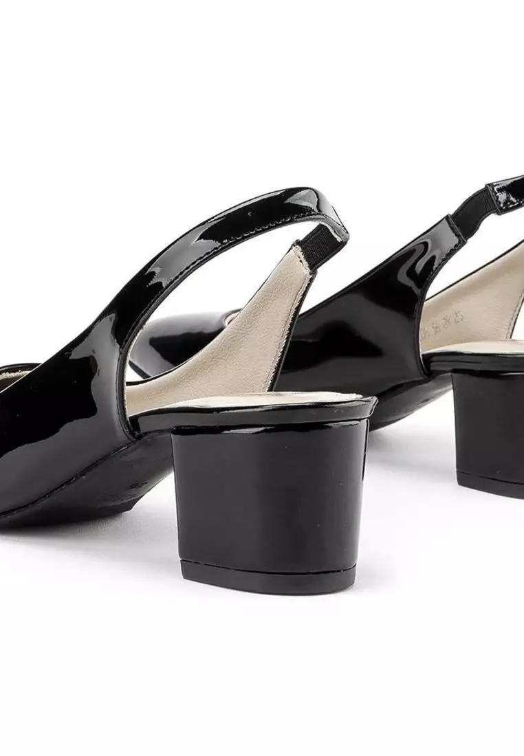 Dion Sepatu Sandal  Wanita Sling Back - Black patent