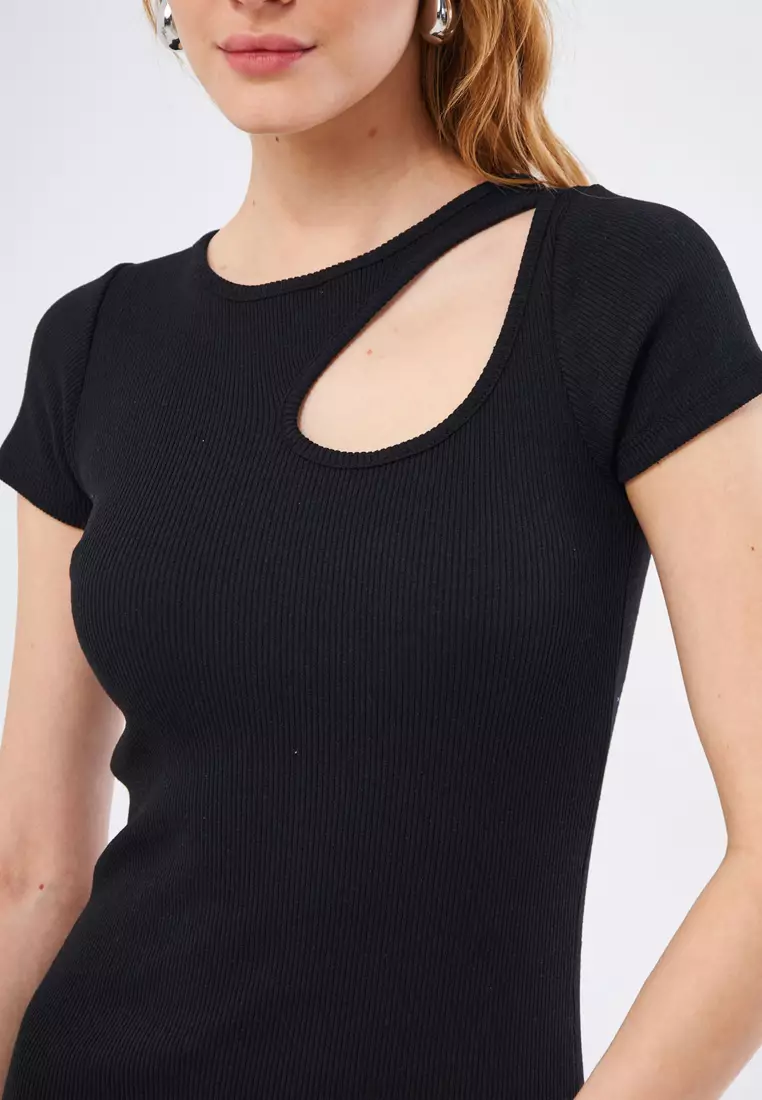 Windowed Short Sleeve Dress