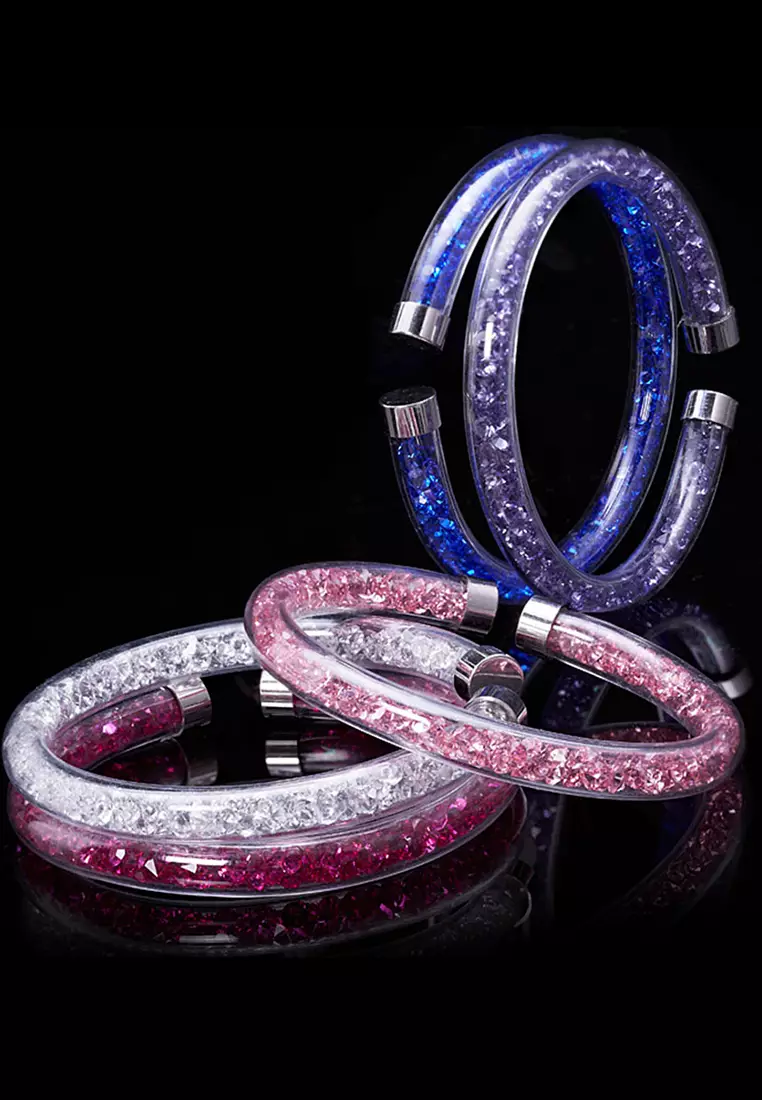 Viva La Krystal Bangle-Silver/Blue