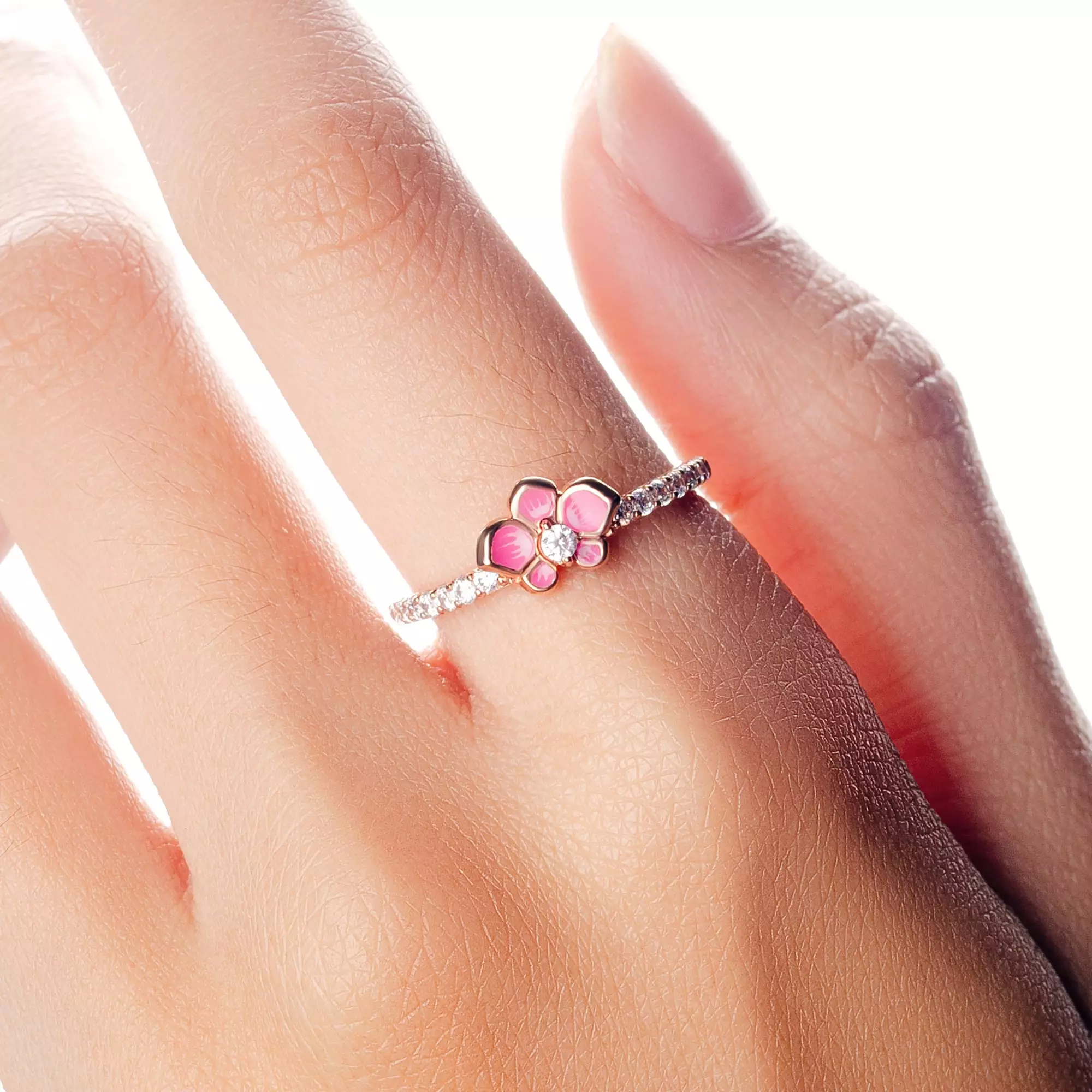 Cincin Emas 7k - Pink Orchid Gold Ring - With Love Collection - Cassandra Lee x Juene Jewelry