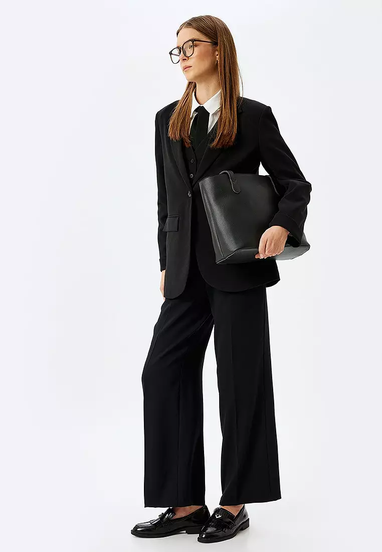 Crepe Scuba Fabric Pocket Double Breasted Blazer Jacket