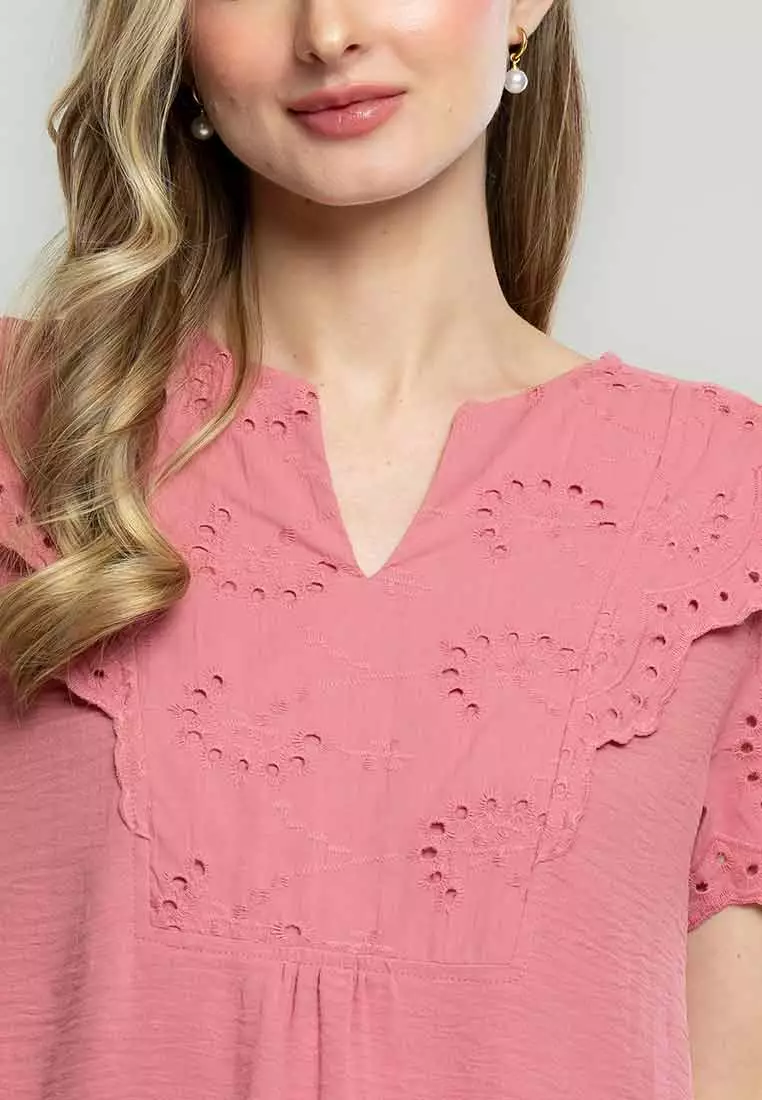 Imani Eyelet Embroidered Linen Blouse