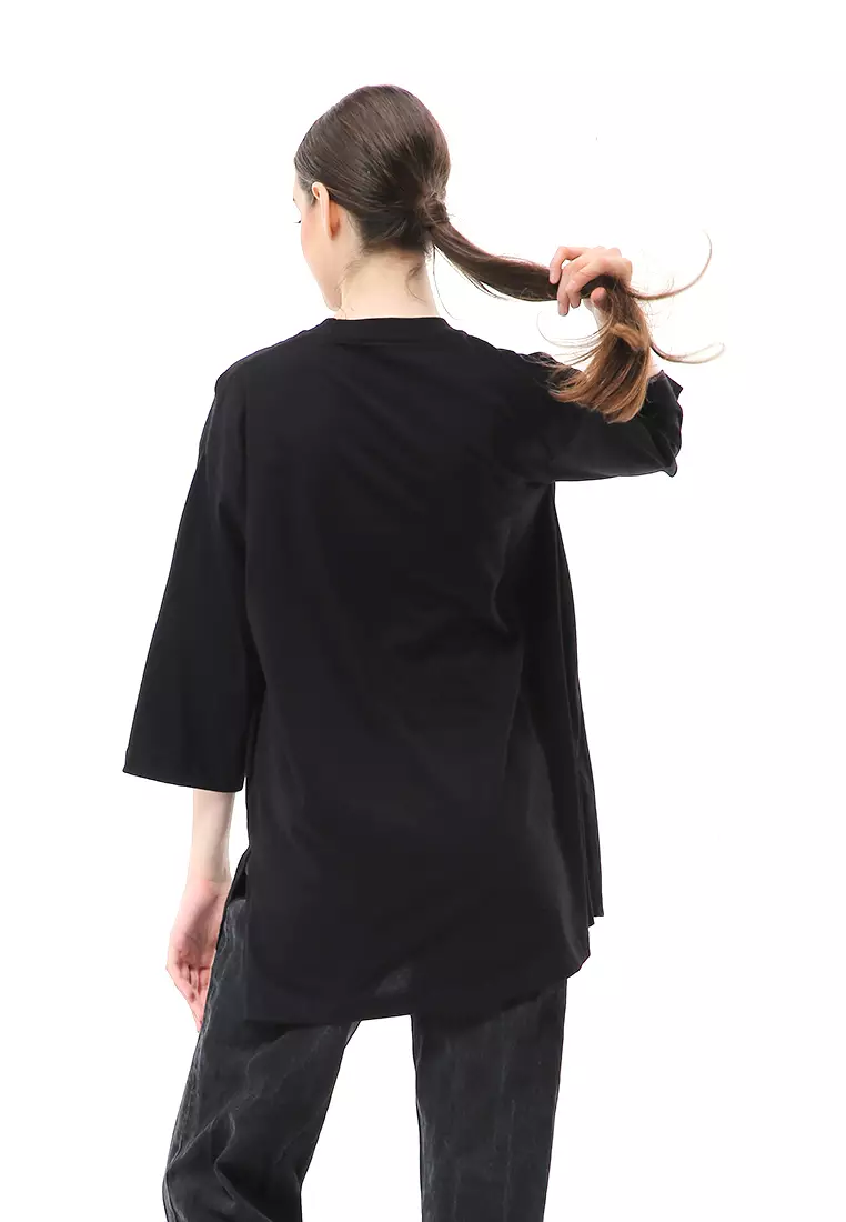 Wina Kaos Atasan Wanita Polos Basic Oversize - Hitam