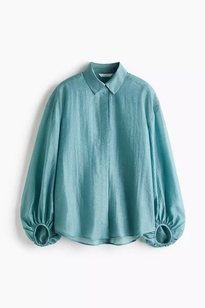 Linen-blend blouse