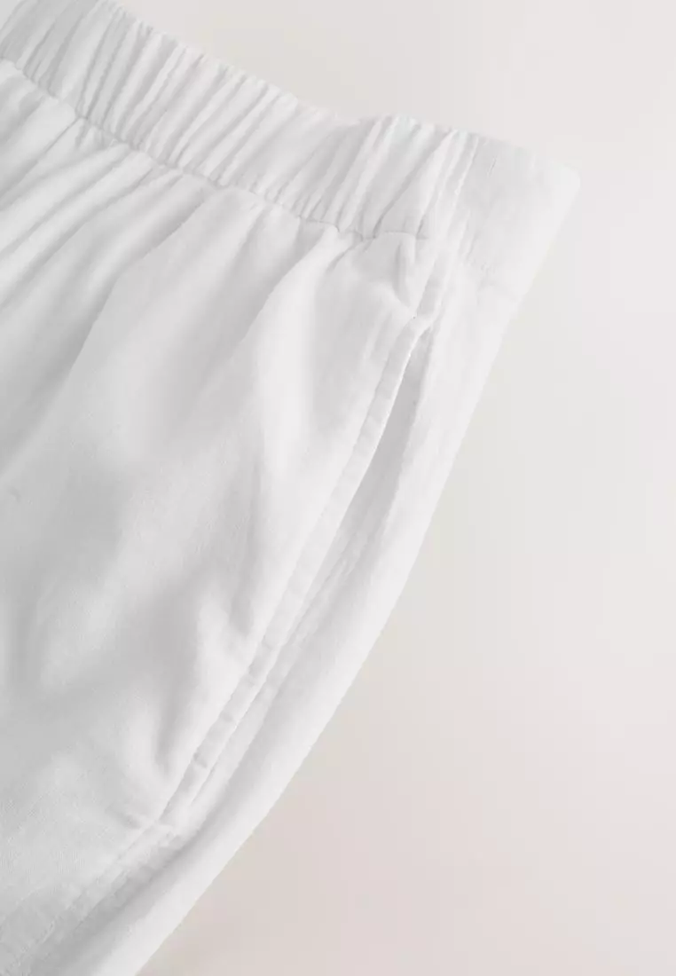 Linen Blend Wide Leg Trousers