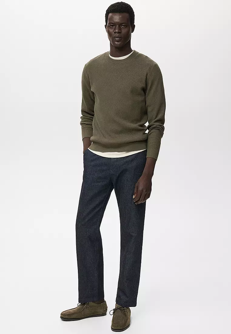 Fine Rib-Knit Cotton Sweater