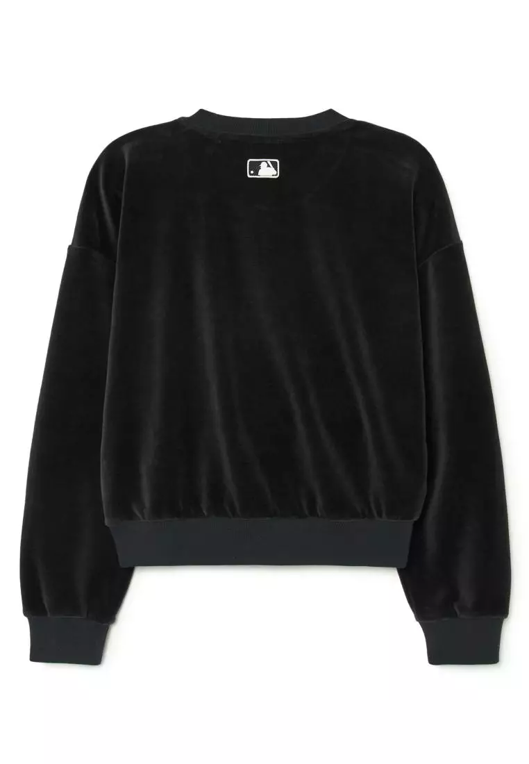☆MLB Korea☆ Women's Basic Ribbed Crop Hoodie NY Black ☆MLB Korea☆ Women's Basic Ribbed Crop Hoodie NY Black