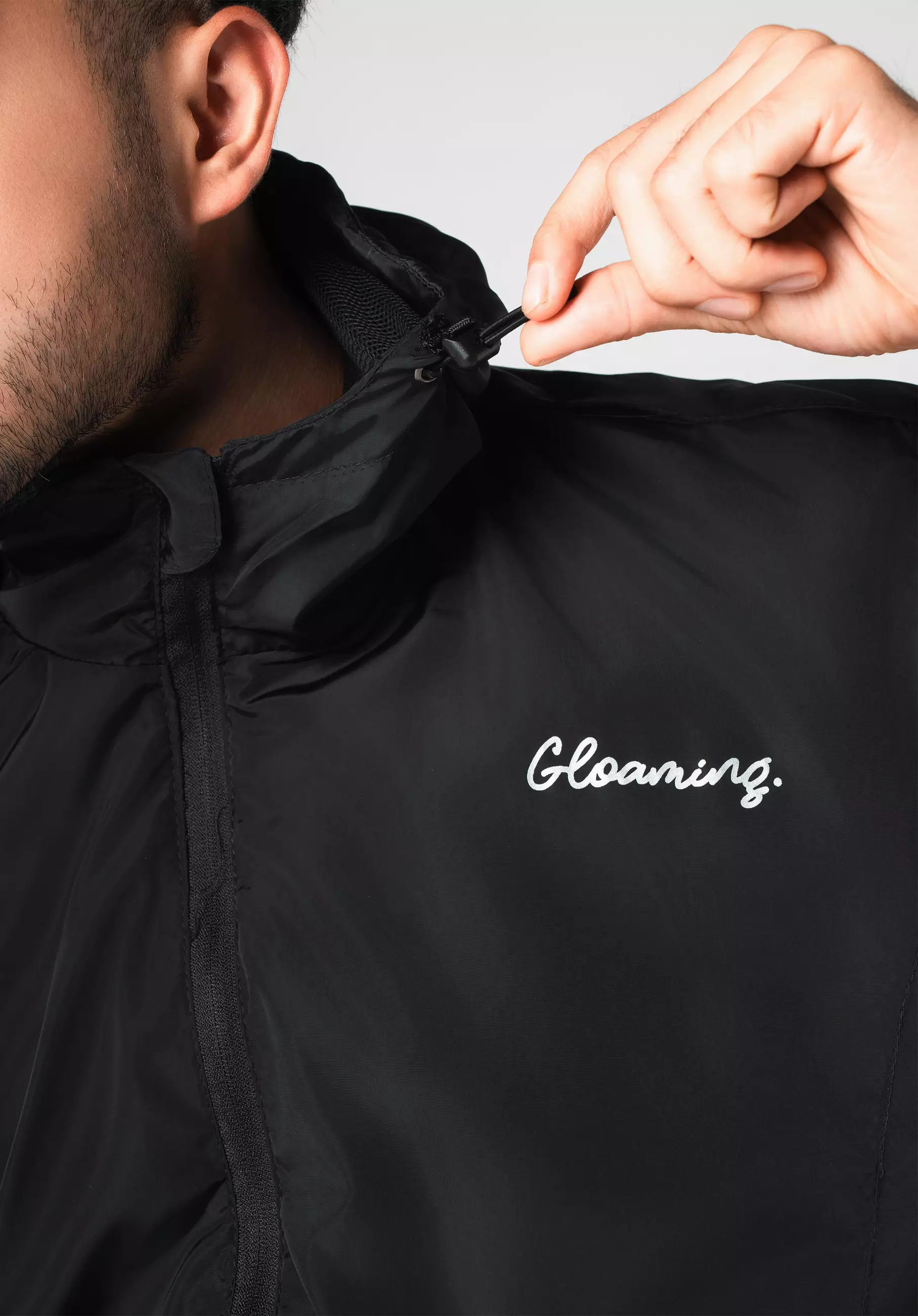 Jaket Parasut Pullover Hoodie Waterproof Black