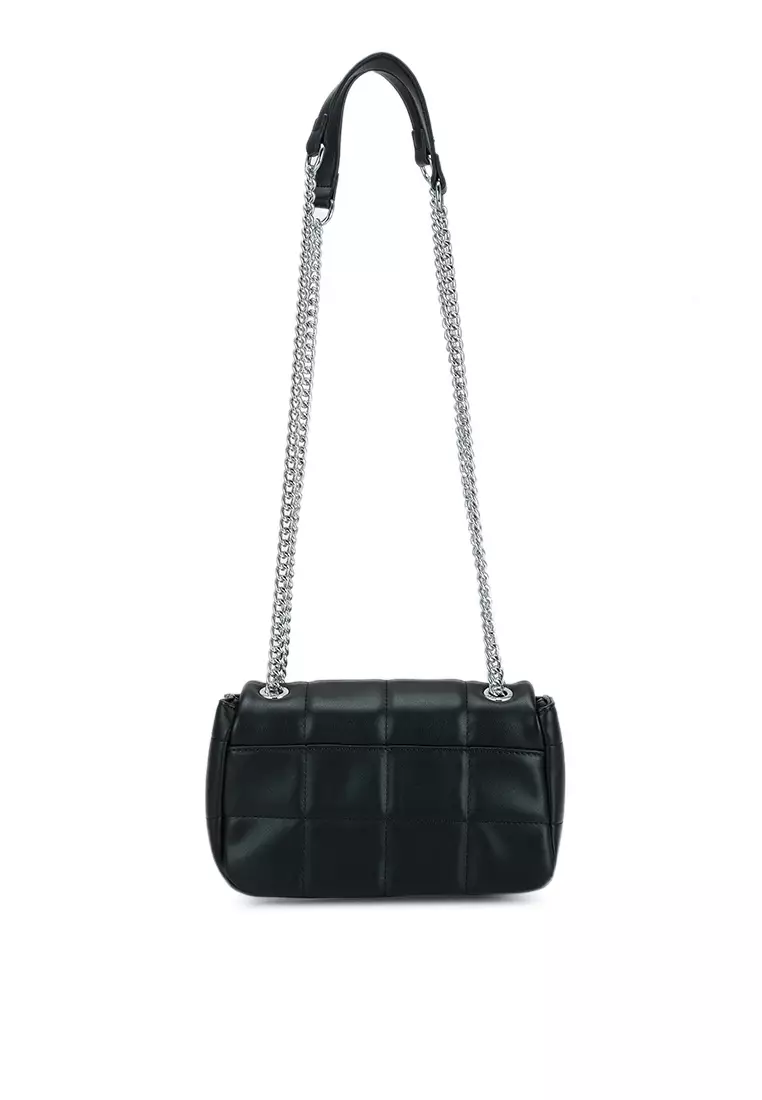 Topshop lola mini weave detailed leather crossbody bag in black