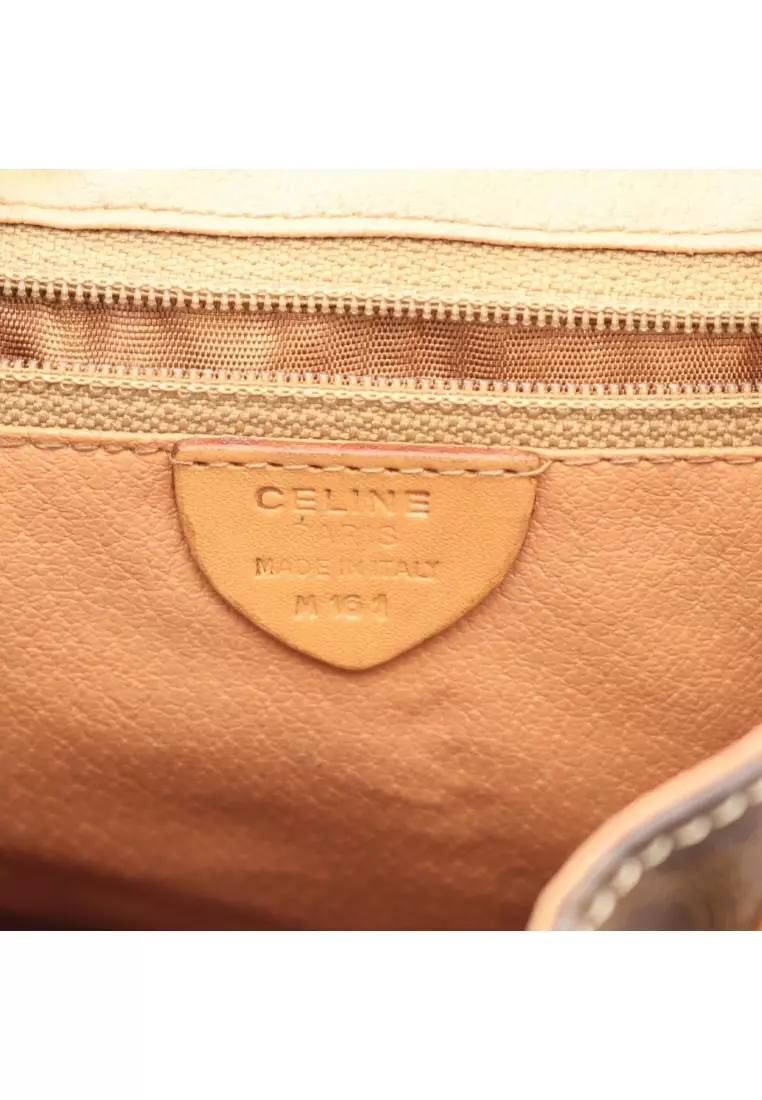 Pre-Loved Celine Macadam Backpack rucksack PVC leather Dark brown light brown