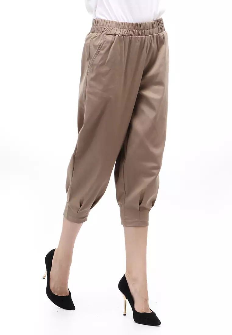 Lark Celana Panjang Bawahan Wanita Motif Solid Regular Fit - Brown