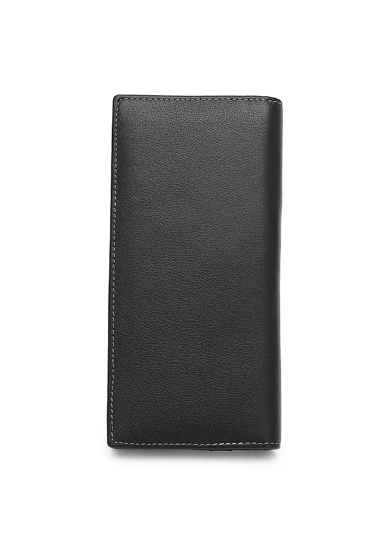 Men's Genuine Leather RFID Blocking Fortune Long Wallet - Black