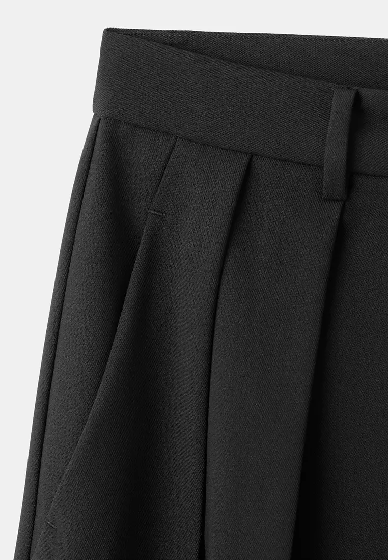 Wide-Leg High-Rise Pleated Trousers