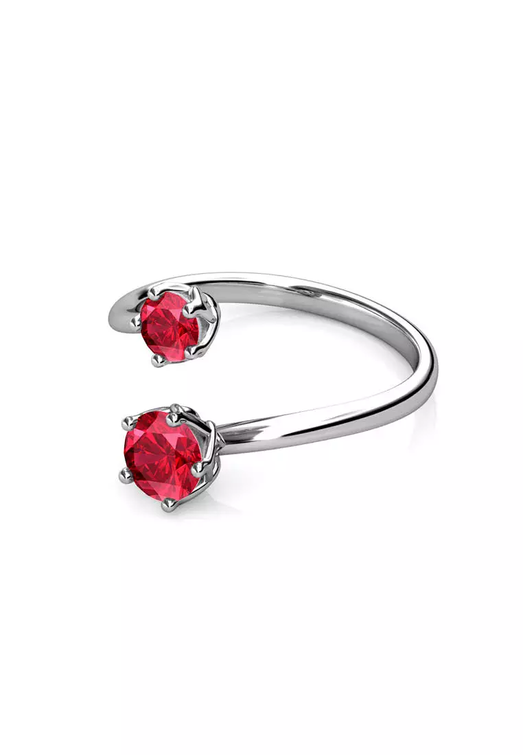 Birth Stone Ring July Ruby WG - Cincin Crystal by Her Jewellery