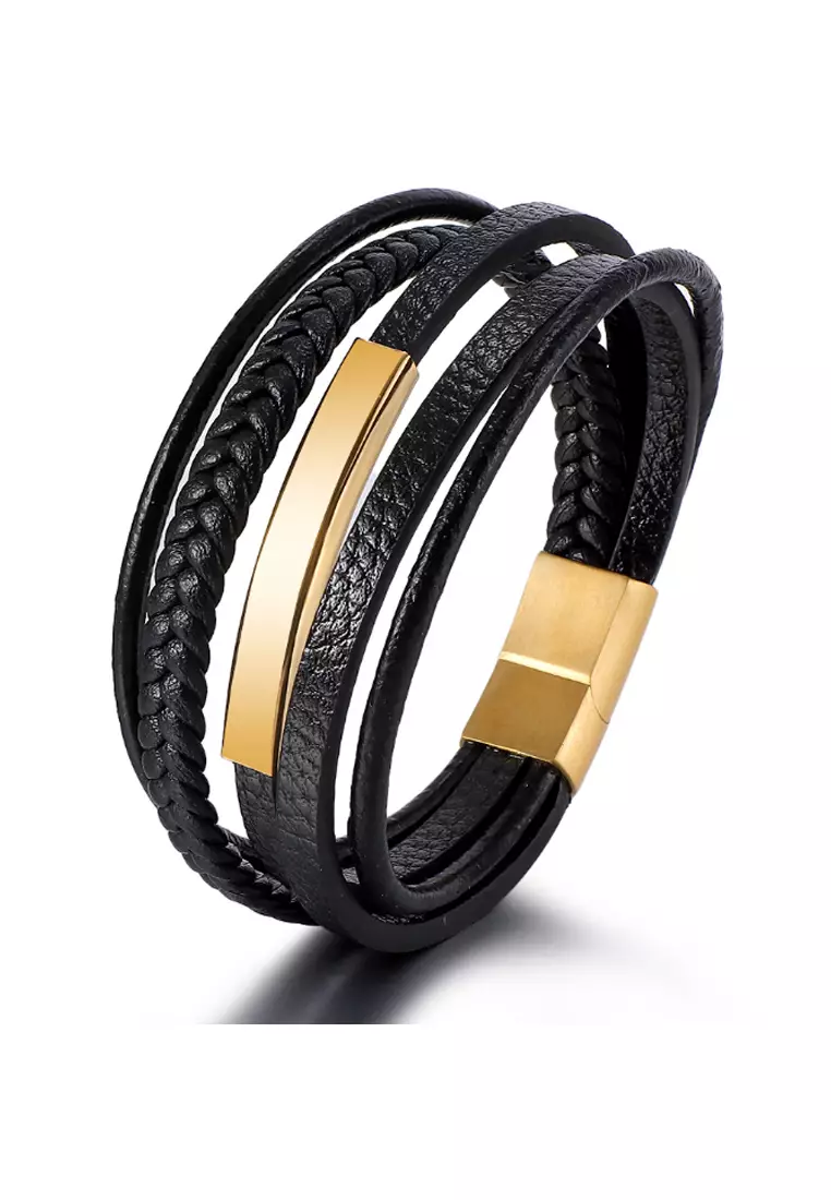 Mens leather bracelets sales online shopping