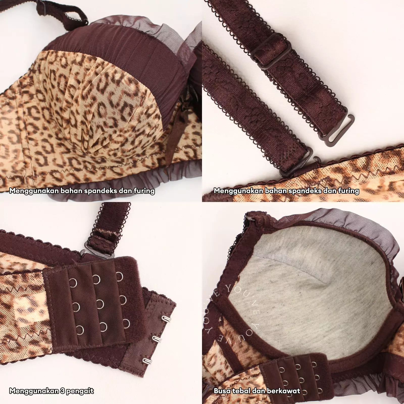 You've ( YouHave ) BH Bra Kawat Motif Leopard Women Bra Busa Sedang Kawat B1313