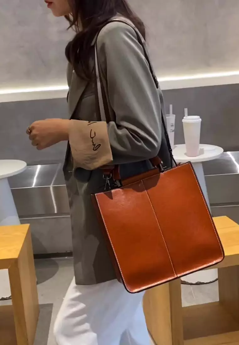 Women's Retro Cowhide Leather Shoulder Bags Tote Bags