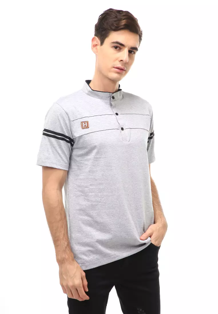 Jack Atasan Formal Kaos Polo Pria Kerah Sanghai Short Sleeve Material Cotton ORIGINAL - Gray