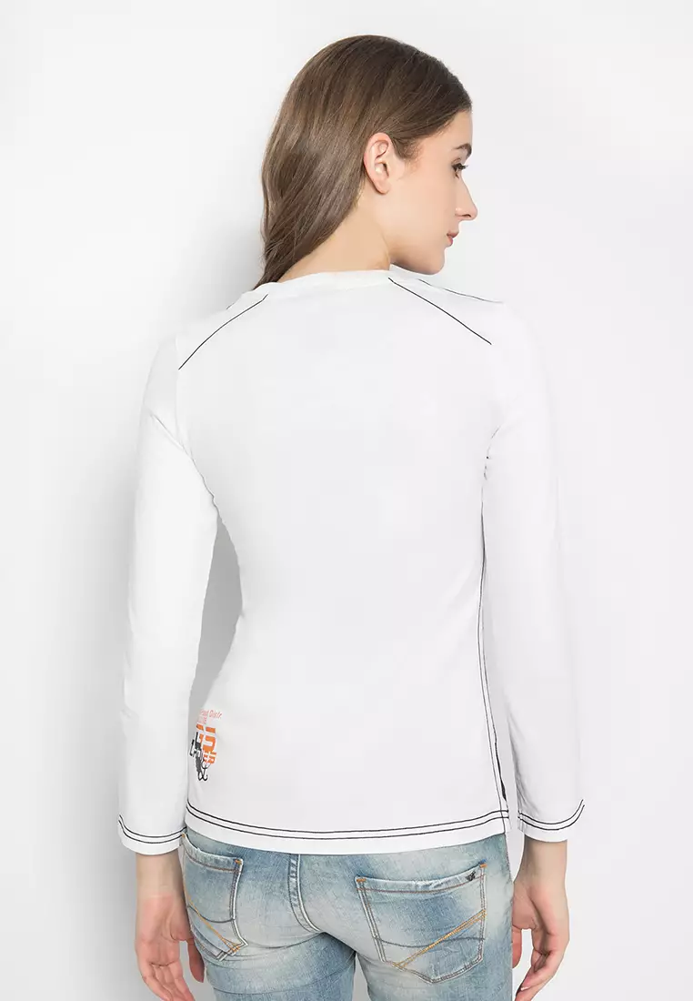 LGS - Kaos Wanita Motif Sablon Warna Putih LTS.555.K909M.019.C-L/S