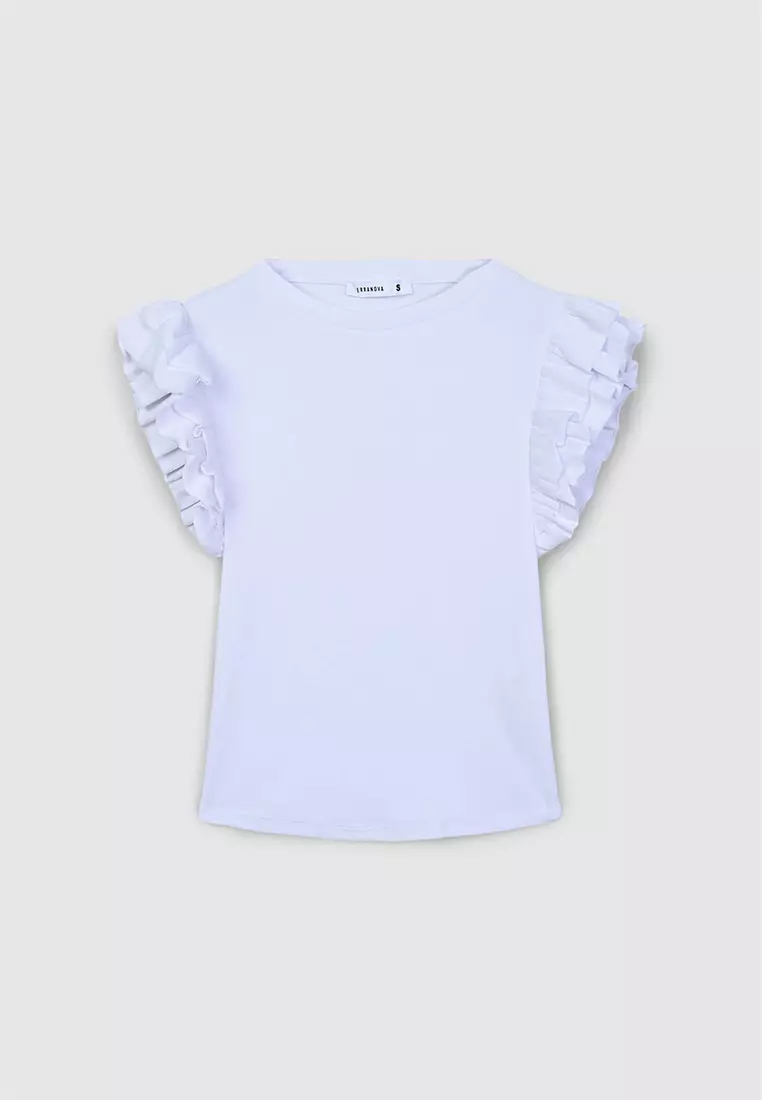 Woman Ruffled Sleeves T-Shirt
