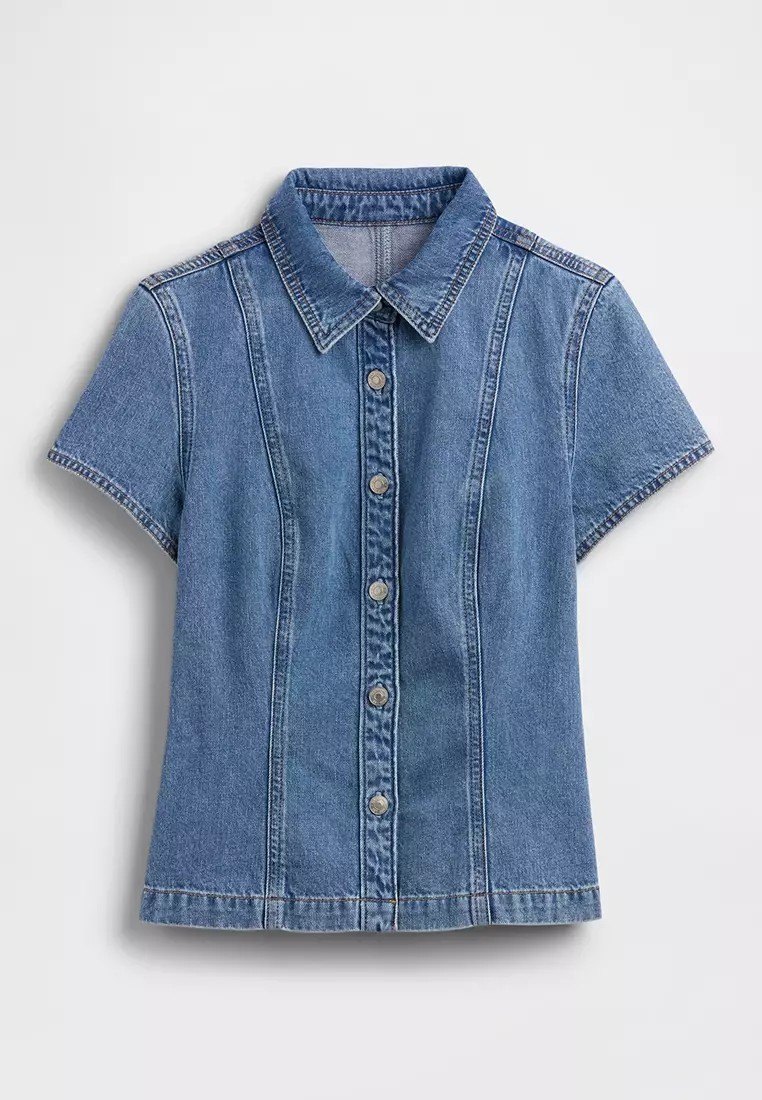 Short Sleeves Denim Shirt
