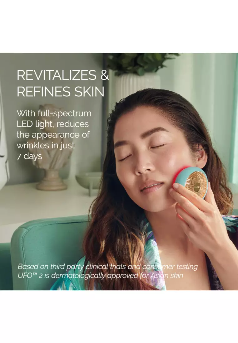 FOREO UFO 2 Full Facial Treatment Device with Advanced Heating Cooling LED Light Therapy Compatible With all UFO and Sheet Masks [2-Year Warranty] - Mint