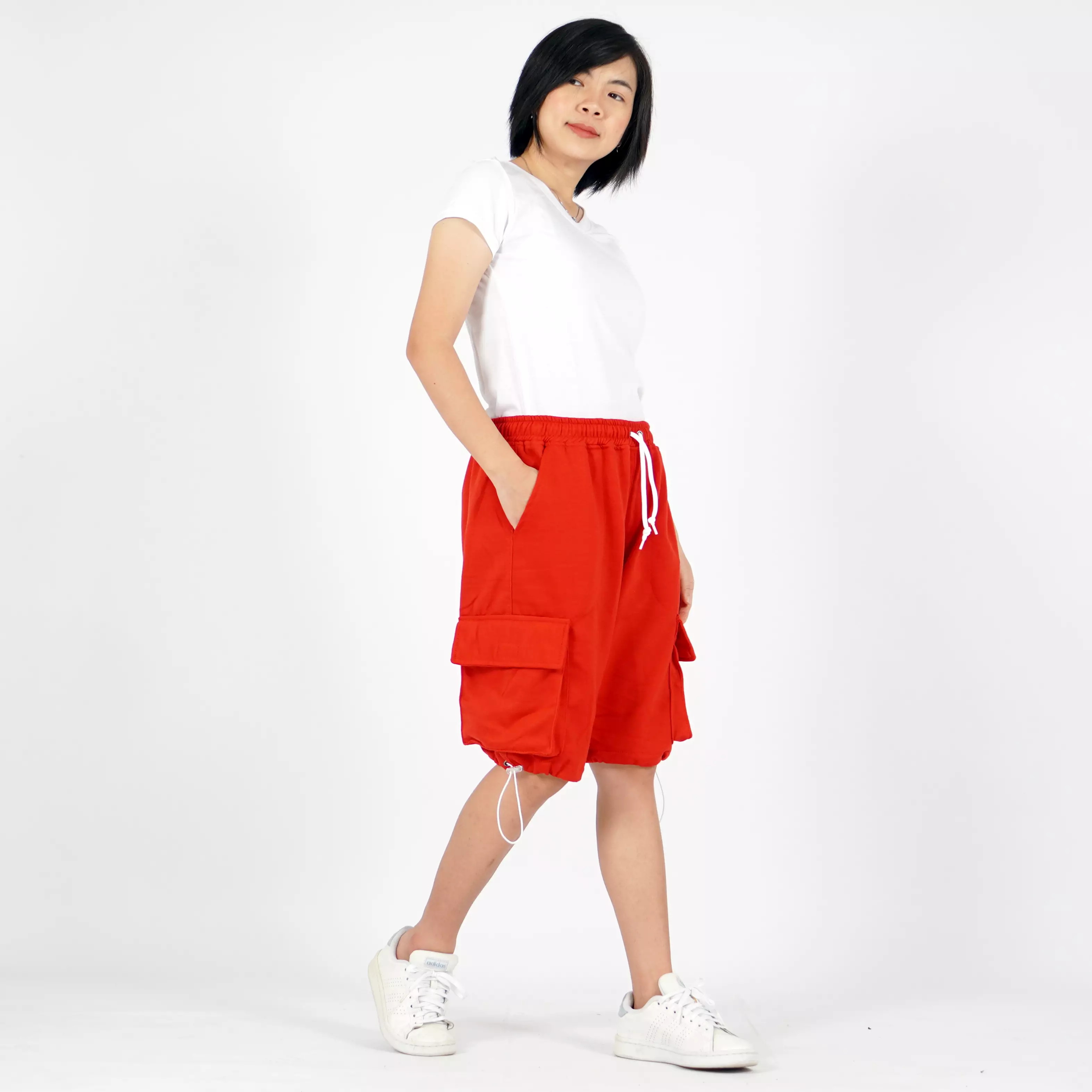 JUANITA Cargo Pants Wanita Celana Pendek Wanita Cargo Celana Kargo Pendek - MERAH
