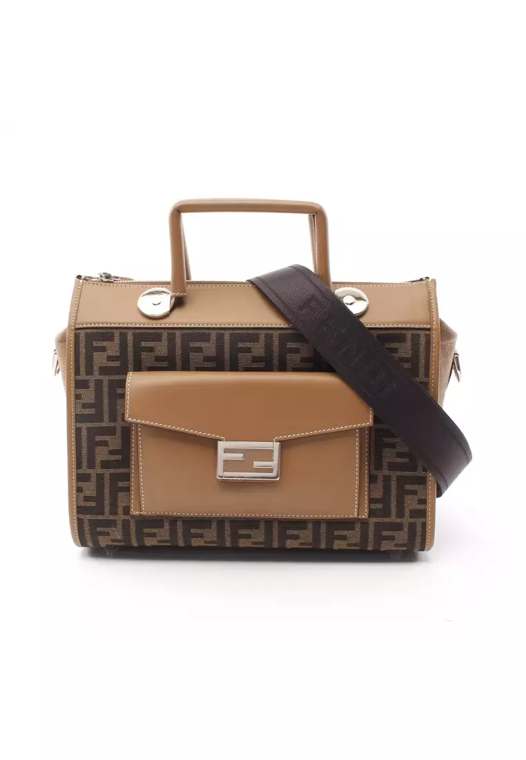 Fendi Brown Zucca Leather Soft Trunk Handle Bag QBB51R3JIB000