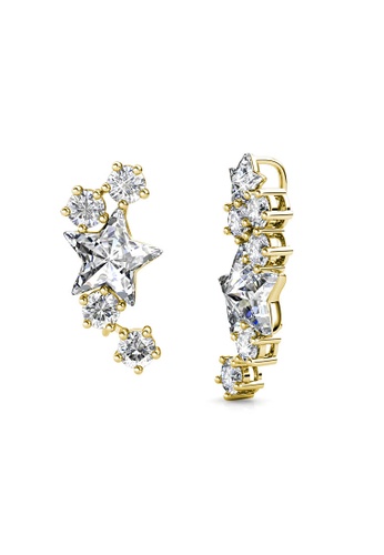 Her Jewellery gold Starry Hook Earrings (White, Yellow Gold) - Made with premium grade crystals from Austria 112ABACAEC6D4FGS_1