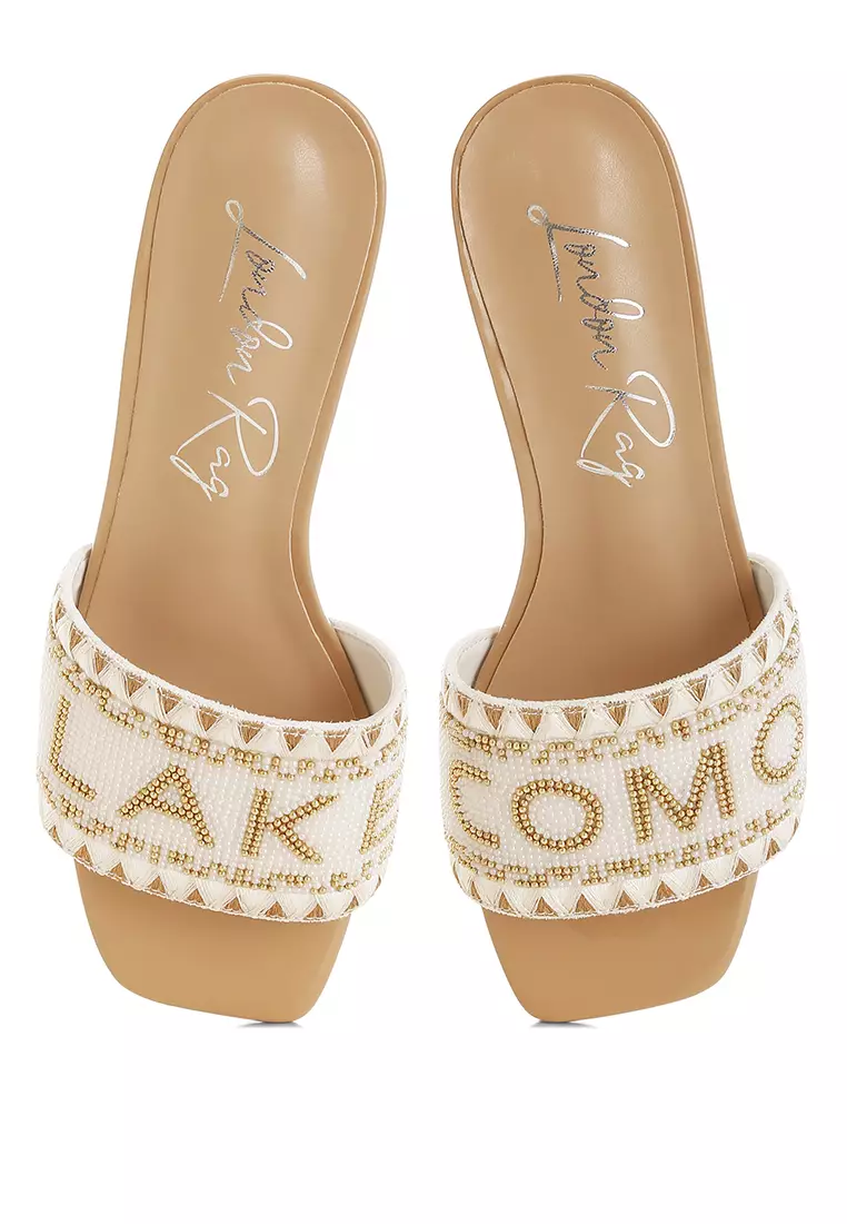 Buy London Rag Bead-Studded Slip-On Heels In Beige 2026 Online | ZALORA ...