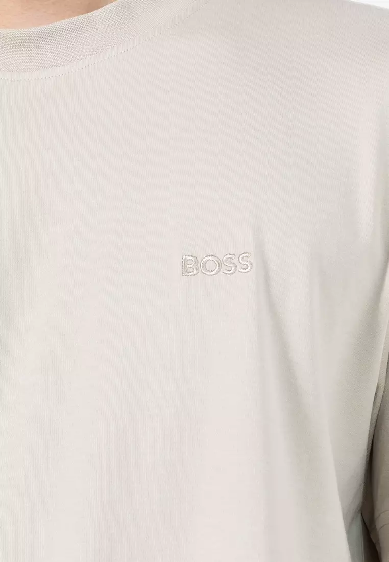 繡花商標珠地棉T恤 - BOSS Orange