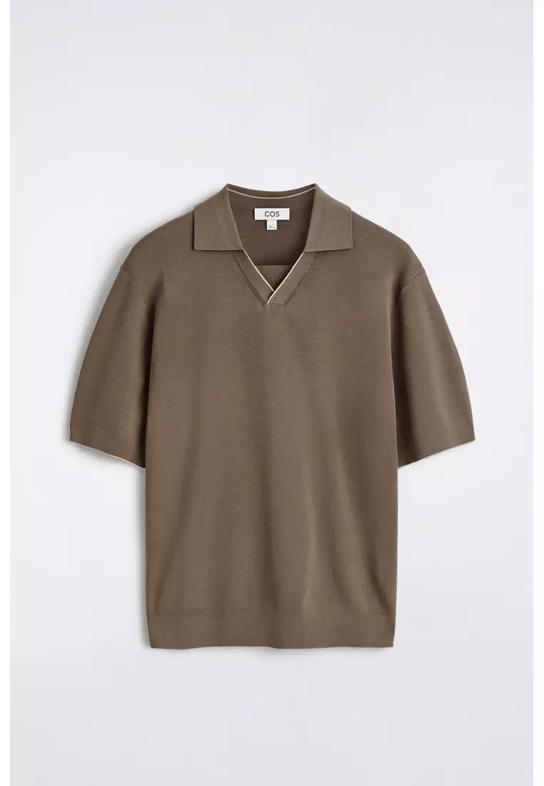 CONTRAST-TIPPED KNITTED POLO SHIRT