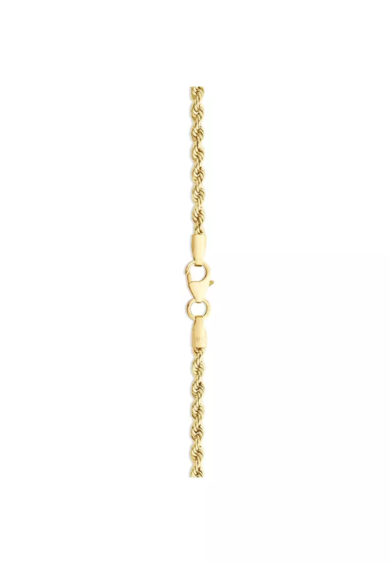 19cm (7.5) Rope Bracelet in 10kt Yellow Gold