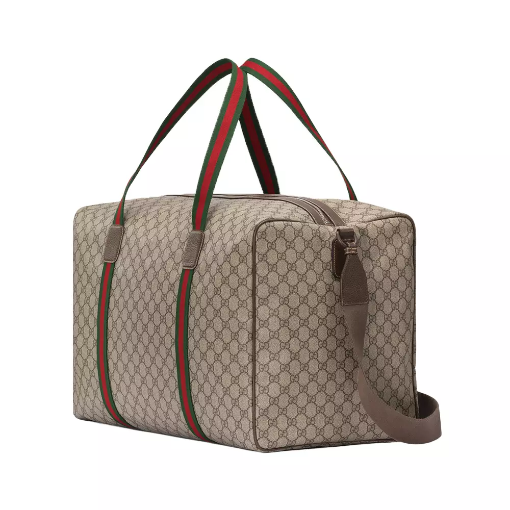 Maxi Duffle Bag with Web Beige Ebony Brown