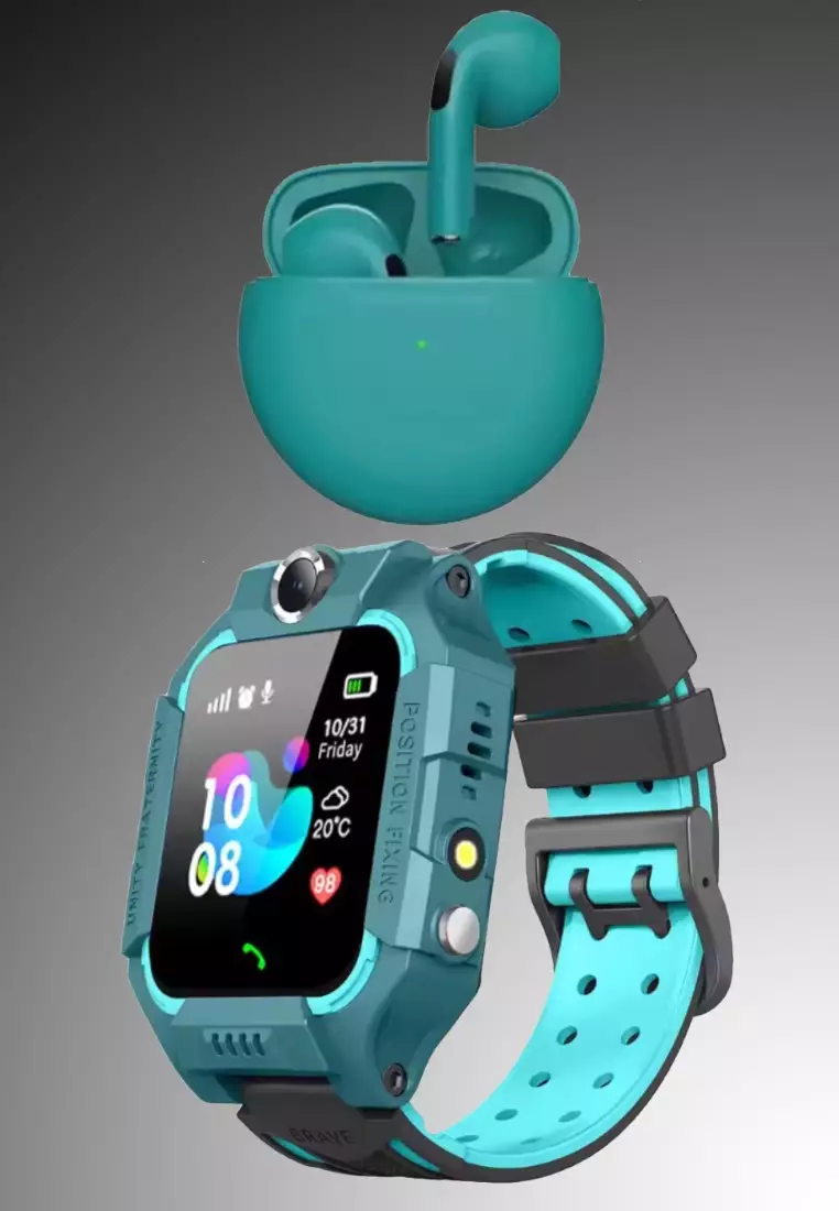 Kids/Teenagers Smartwatch + Wireless Earphones - Sim Card Calls - GPS Location Tracking - SOS Button - Camera - IOS / Android - IP67 Waterproof