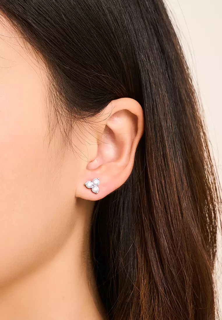 Lumi Triple Dot Stud Earrings in Silver