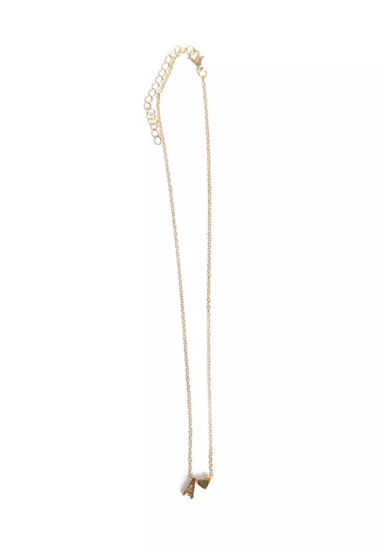 Kalung Rantai Huruf Pendant Necklace Perhiasan Wanita Premium Quality - Gold A