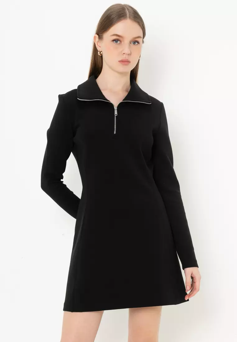 Buy Calvin Klein Scuba Fit & Flare Half Zip Dress - Calvin Klein Jeans  Online | ZALORA Malaysia