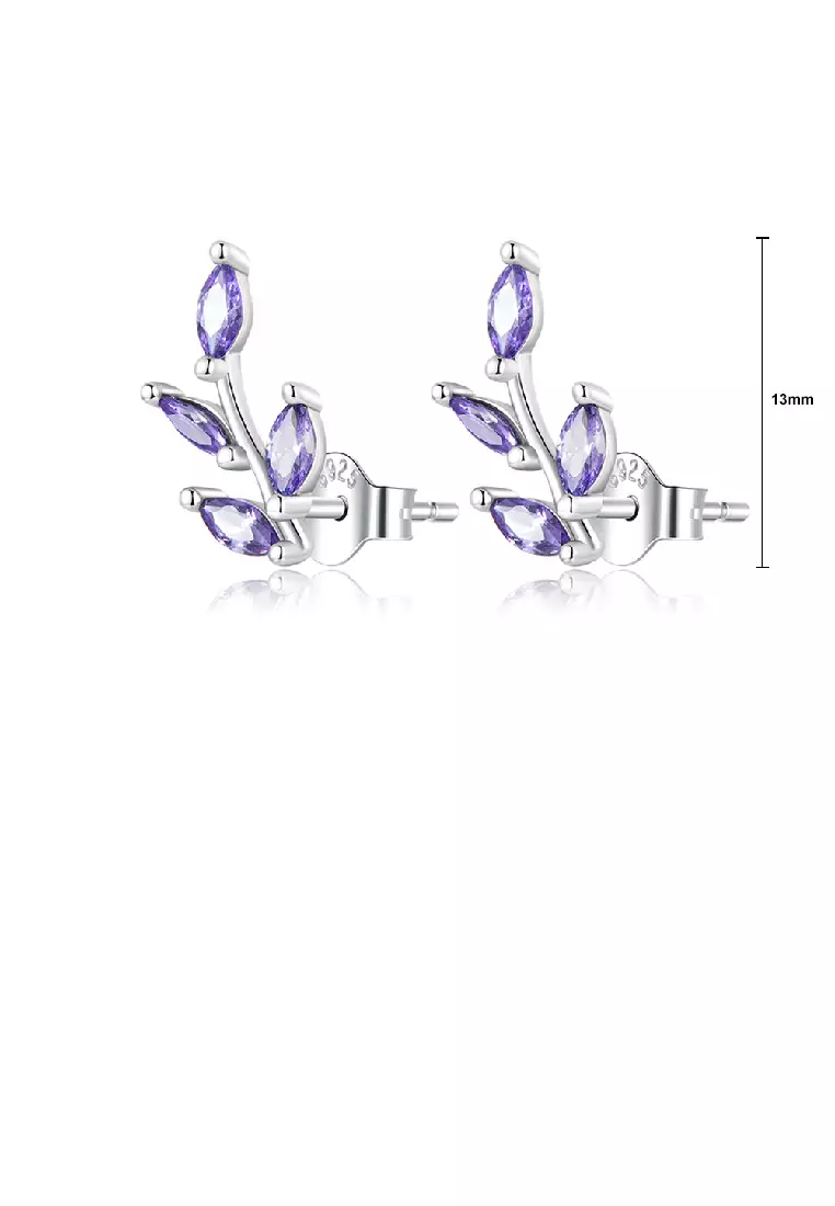 Purple stud earrings silver outlet